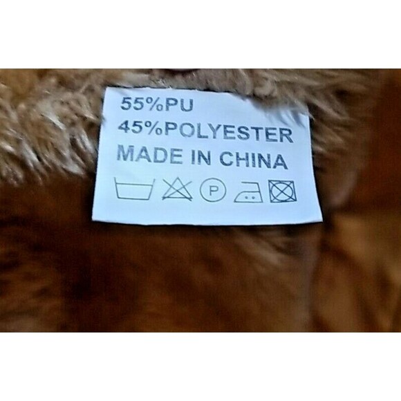 David Outerwear Brown Bomber Jacket Faux Leather L Pockets faux fur lined Men's - Picture 11 of 12